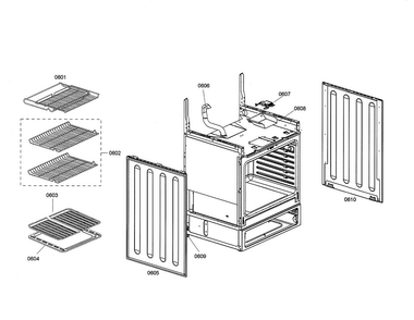 Racks/side Panel Diagram and Parts List for HES442U 02 Bosch Range