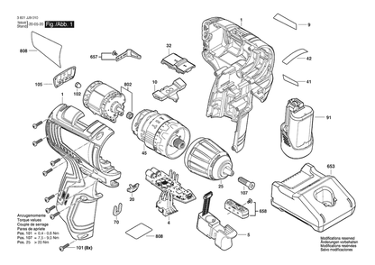 Section 1 Diagram and Parts List for GSB12V-35 3601JJ9010 Bosch Impact Driver