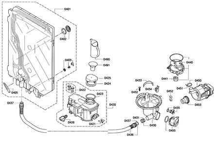 Pump Assy Diagram and Parts List for SHX68E05UC 01 Bosch Dishwasher