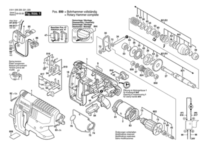 Section 1 Diagram and Parts List for GBH24V 0611256221 Bosch Hammer Drill