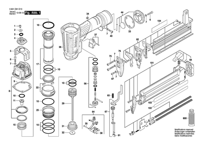 Diagram Diagram and Parts List for BNS200-18 3 601 D91 D10 Bosch Nailer