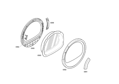 Door Diagram and Parts List for WTE86300US 03 Bosch Dryer