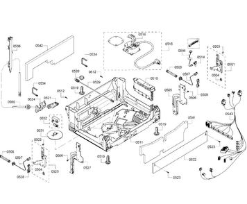 Base Diagram and Parts List for SHP68TL5UC 01 Bosch Dishwasher