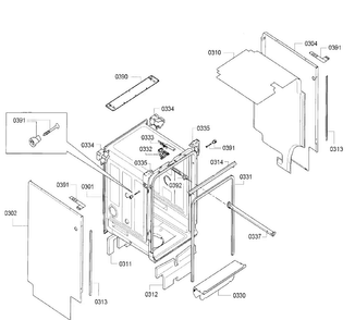 Cabinet Diagram and Parts List for SPV5ES53UC 20 Bosch Dishwasher