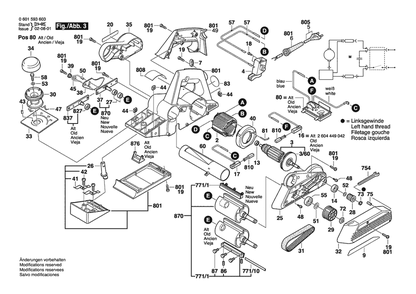Section 3 Diagram and Parts List for GHO31-82FO 0601593664 Bosch Planer Jointer