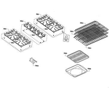 Grids/shelfs Diagram and Parts List for PRD304EG 12 Thermador Range