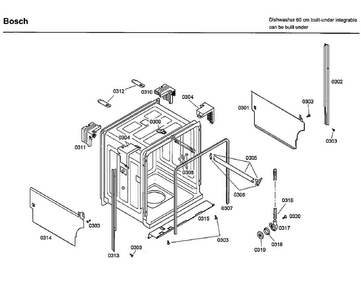 Frame Diagram and Parts List for SHX33A02UC 42 Bosch Dishwasher