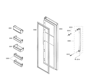 Refrigerator Door Diagram and Parts List for B20CS51SNS 02 Bosch Refrigerator