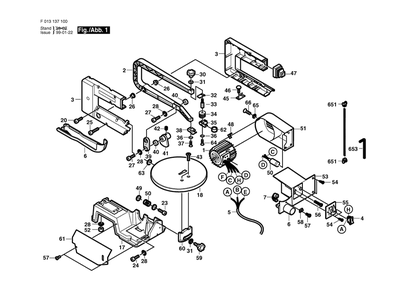 Diagram Diagram and Parts List for 1371 F 013 137 100 Bosch Scroll Saw