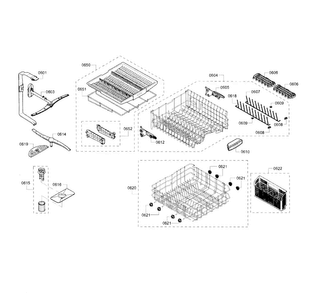Rack Assy Diagram and Parts List for SHP65T55UC 02 Bosch Dishwasher