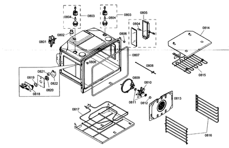 Oven Cabinet Diagram and Parts List for MEMW301ES01  Thermador Microwave