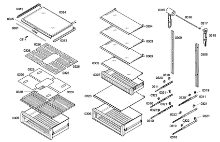 Drawer Assy Diagram and Parts List for T24IR70NSP 42 Thermador Refrigerator