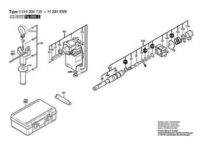 Section 2 Diagram and Parts List for GBH8DCE 0611231739 Bosch Hammer Drill