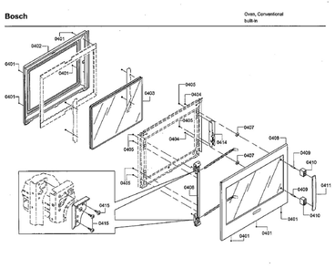 Door 1 Diagram and Parts List for HBLP651LUC 03 Bosch Wall Oven