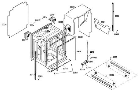 Cabinet Assy Diagram and Parts List for DWHD410GFM-53  Thermador Dishwasher
