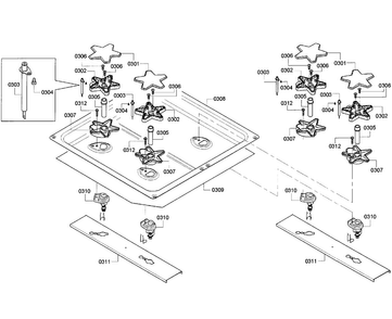 Burners-24" Diagram and Parts List for PRD486GDHC 04 Thermador Range