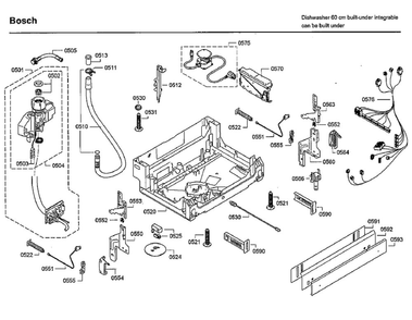Base Diagram and Parts List for SHX9PT75UC B4 Bosch Dishwasher