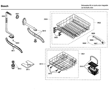 Rack Diagram and Parts List for SHX43C02UC 46 Bosch Dishwasher