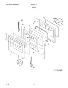 Part Location Diagram of 316117500 Bosch Range oven door inner glass