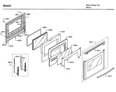 Door Diagram and Parts List for HDI7282U 05 Bosch Range