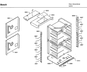 Frame Diagram and Parts List for HBLP651RUC 02 Bosch Wall Oven