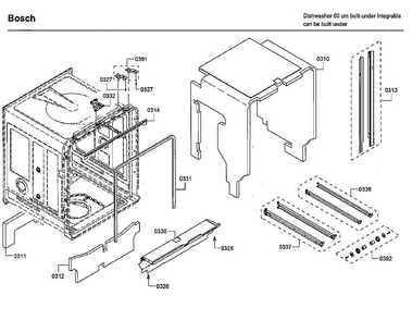 Frame Diagram and Parts List for SHXM63WS5N 01 Bosch Dishwasher