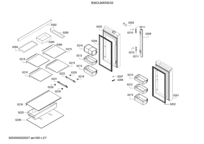 Refrigerator Doors Parts Diagram and Parts List for B36CL80ENS 02 Bosch Refrigerator