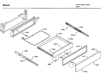 Drawer Diagram and Parts List for HEIP054U 07 Bosch Range