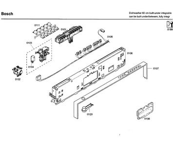 Control Panel Diagram and Parts List for SHV68P03UC 60 Bosch Dishwasher