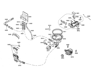 Sump/Heater/Water Inlet Diagram and Parts List for SHE68M05UC 50 Bosch Dishwasher