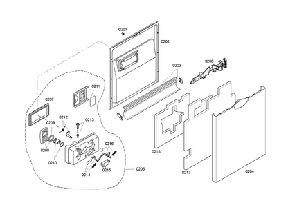 Door Assy Diagram and Parts List for SHE46C05UC 33 Bosch Dishwasher
