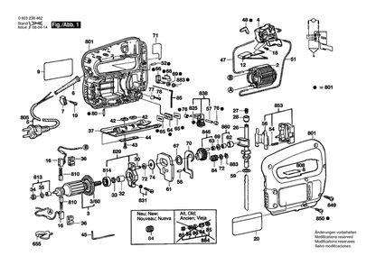 Section 1 Diagram and Parts List for 0603238462  Bosch Jig Saw
