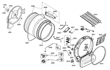 Drum Assy Diagram and Parts List for WTMC8321US 05 Bosch Dryer