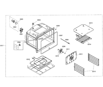 Oven Upper Diagram and Parts List for HBL3560UC 01 Bosch Wall Oven