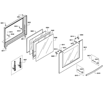 Door Assy Diagram and Parts List for HBL5750UC 08 Bosch Microwave