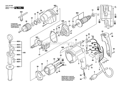 Page 1 Diagram and Parts List for 1013VSR 3601K456A0 Bosch Cordless Drill