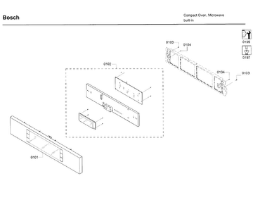 Control Panel Diagram and Parts List for HMC54151UC 01 Bosch Microwave