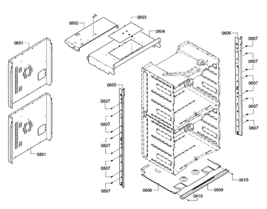Cabinet Diagram and Parts List for HBL5551UC 01 Bosch Wall Oven