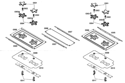 Burner Assy Diagram and Parts List for PRD304EHC 02 Thermador Range