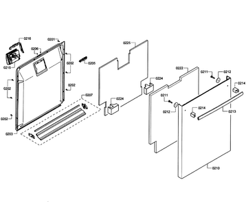 Door Assy Diagram and Parts List for SHX4AT55UC 12 Bosch Dishwasher