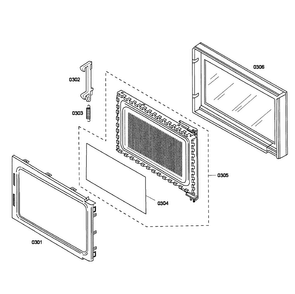 Microwave Door Diagram and Parts List for HBL5760UC 03 Bosch Microwave