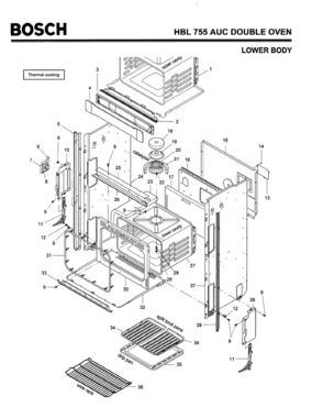 02 - BODY, LOWER Diagram and Parts List for HBL755AUC(FD8207-)  Bosch Wall Oven