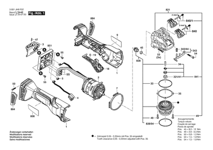 Section 1 Diagram and Parts List for 3601JH6F02  Bosch Angle Grinder