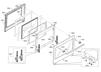Door Diagram and Parts List for HGI8054UC 01 Bosch Range
