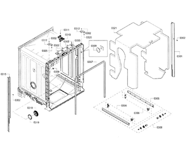 Cabinet Diagram and Parts List for SHX6AP05UC 05 Bosch Dishwasher