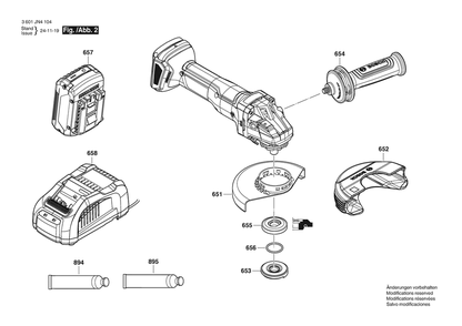 Section 2 Diagram and Parts List for 3601JN4104  Bosch Angle Grinder