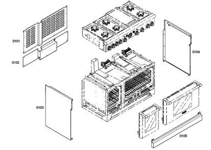 Outside Parts Diagram and Parts List for PRG486EDG03  Thermador Range