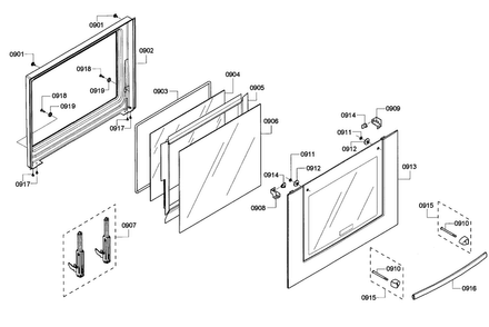 Door Diagram and Parts List for HBL5720UC 08 Bosch Microwave