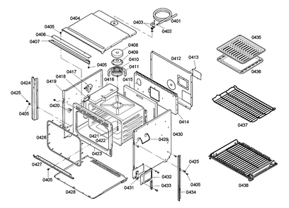 Main Assy Diagram and Parts List for HBL745AUC 03 Bosch Wall Oven
