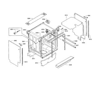 Cavity & Frame Diagram and Parts List for SGE63E15UC 86 Bosch Dishwasher